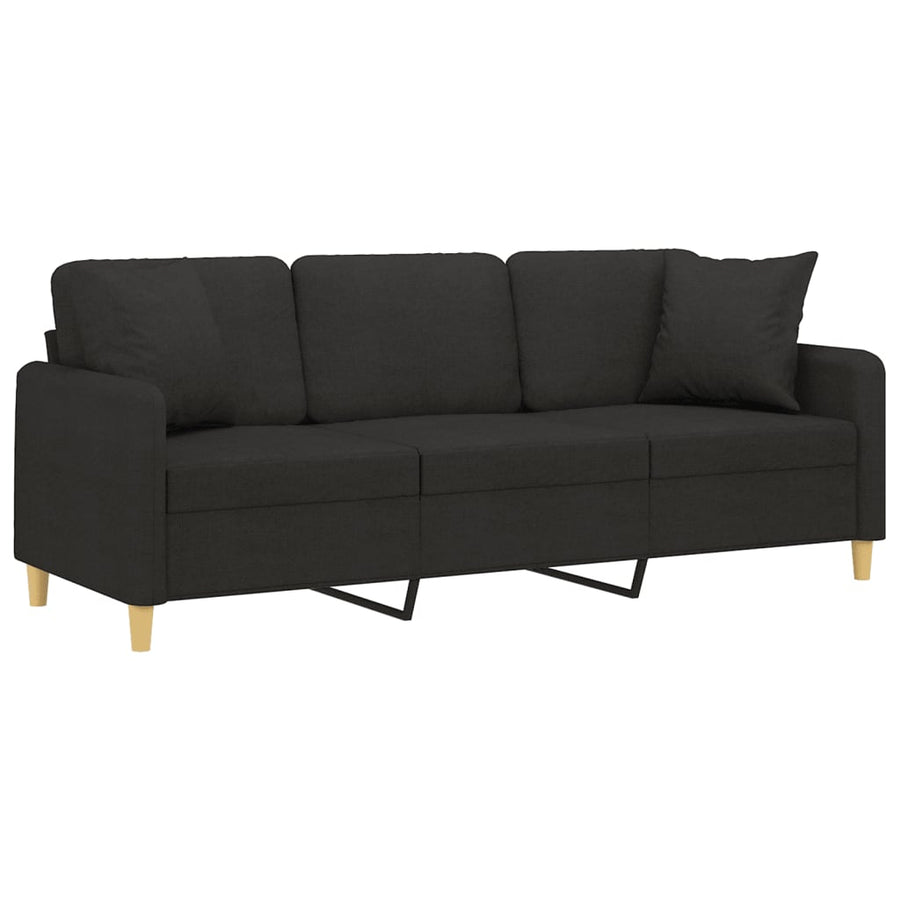 Driezitsbank Met Sierkussens Stof 180 cm Zwart