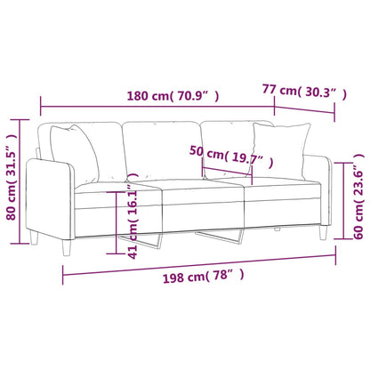 Driezitsbank Met Sierkussens Stof 180 cm Zwart