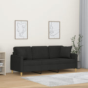 Driezitsbank 180 cm stof zwart