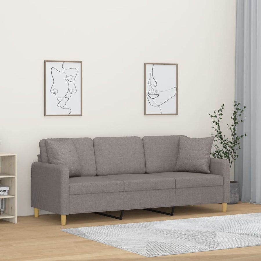Driezitsbank Met Sierkussens Stof 180 cm Taupe