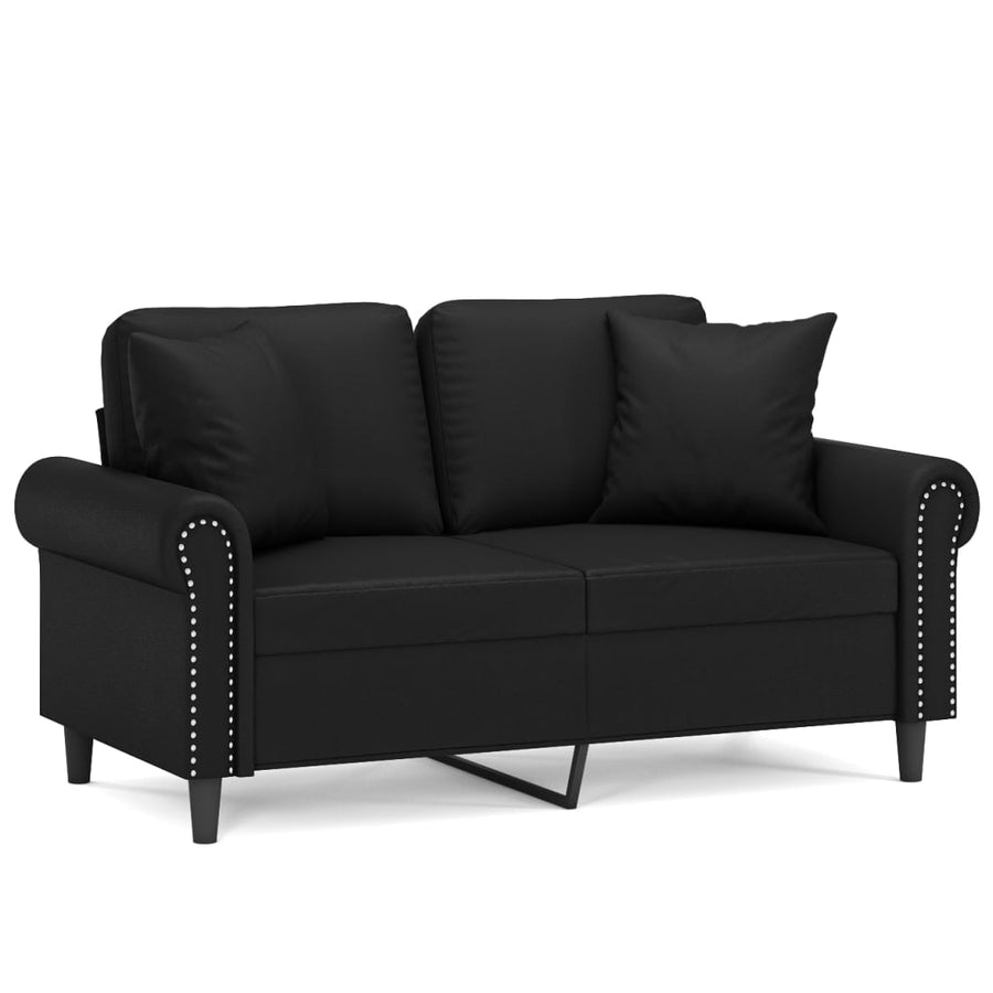 Tweezitsbank Met Sierkussens Kunstleer 120 cm Zwart