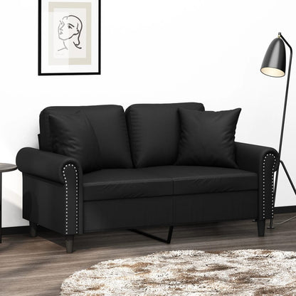 Tweezitsbank Met Sierkussens Kunstleer 120 cm Zwart