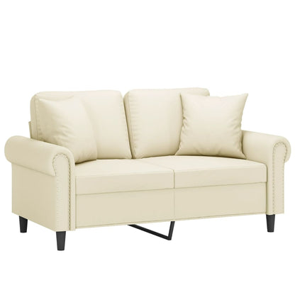 Tweezitsbank Met Sierkussens Kunstleer Kleurig 120 cm Crème
