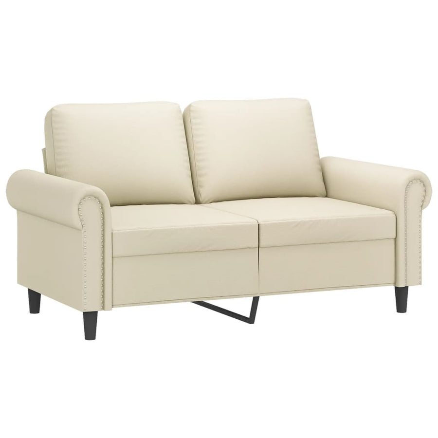 Tweezitsbank Met Sierkussens Kunstleer Kleurig 120 cm Crème