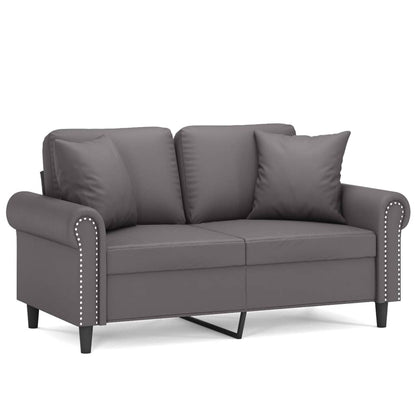 Tweezitsbank Met Sierkussens Kunstleer Grijs 120 cm