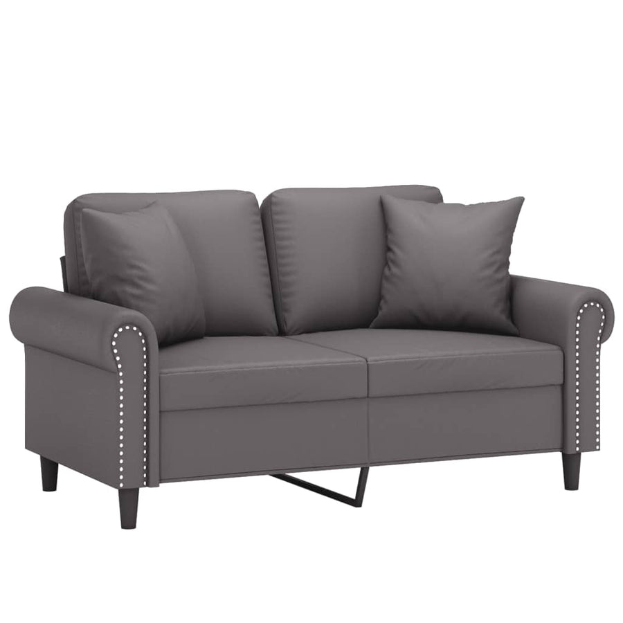 Tweezitsbank Met Sierkussens Kunstleer Grijs 120 cm