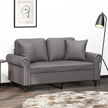 Tweezitsbank Met Sierkussens Kunstleer Grijs 120 cm