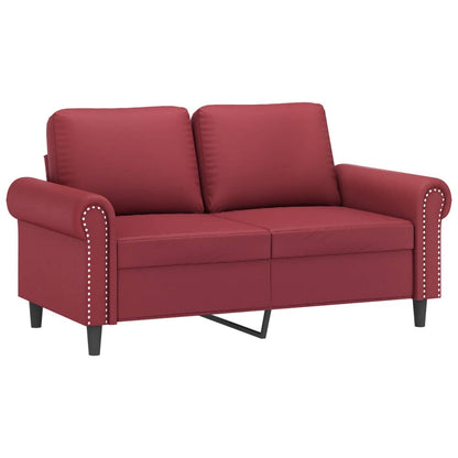 Tweezitsbank Met Sierkussens Kunstleer 120 cm Wijnrood