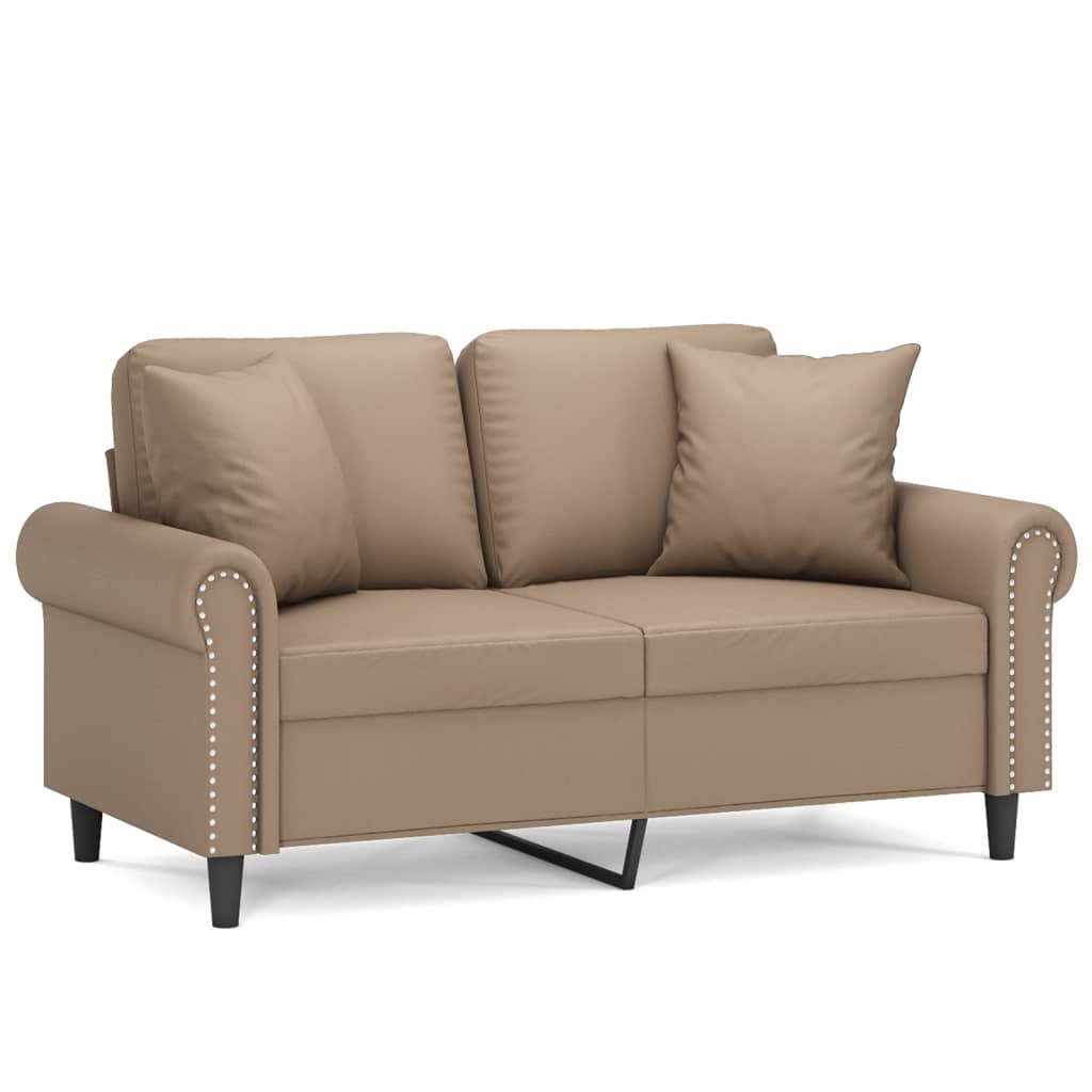 Tweezitsbank Met Sierkussens Kunstleer Kleurig 120 cm Cappuccino