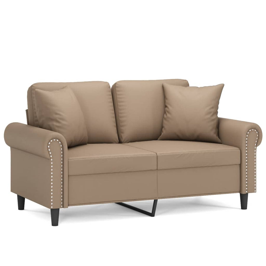 Tweezitsbank Met Sierkussens Kunstleer Kleurig 120 cm Cappuccino