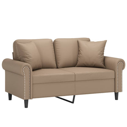 Tweezitsbank Met Sierkussens Kunstleer Kleurig 120 cm Cappuccino