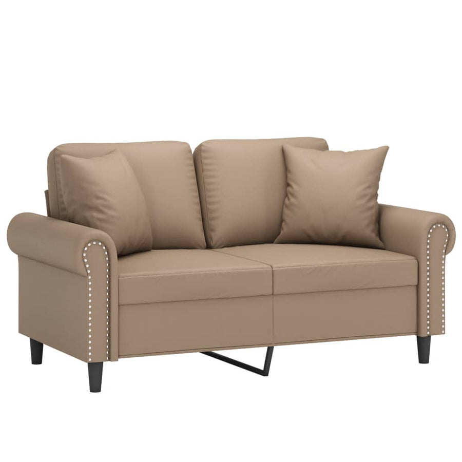 Tweezitsbank Met Sierkussens Kunstleer Kleurig 120 cm Cappuccino