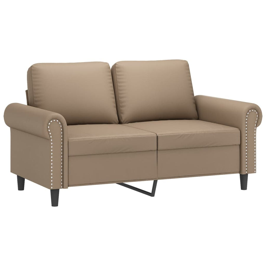 Tweezitsbank Met Sierkussens Kunstleer Kleurig 120 cm Cappuccino