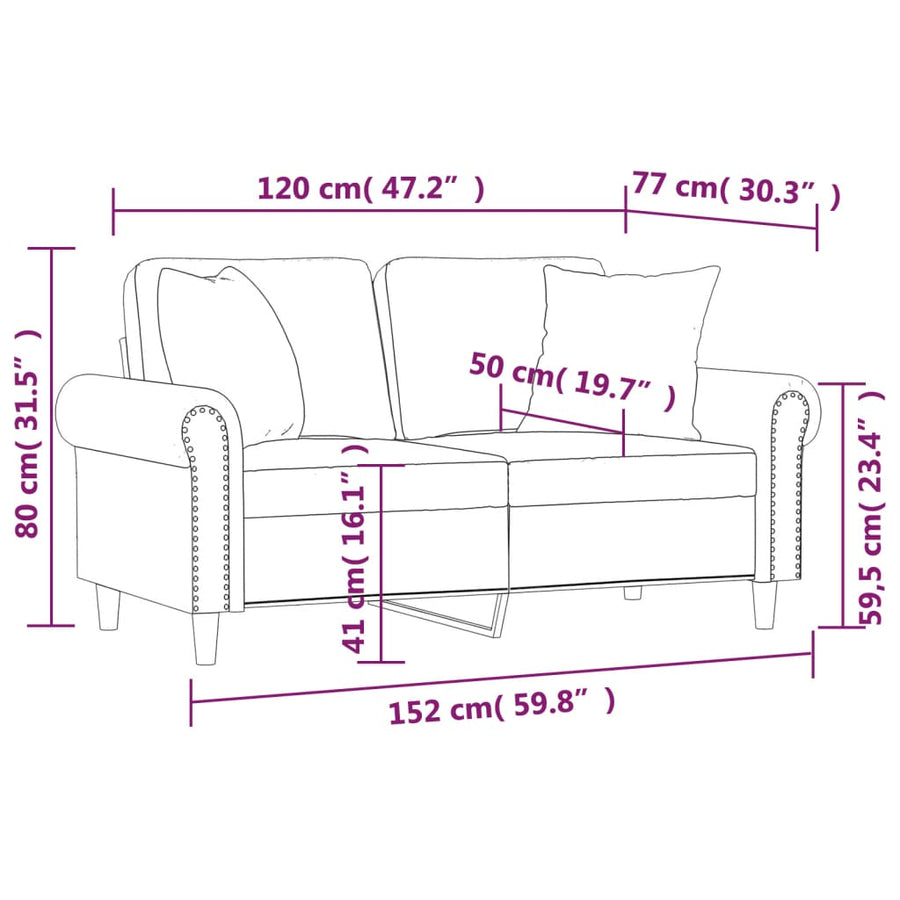 Tweezitsbank Met Sierkussens Kunstleer Kleurig 120 cm Cappuccino