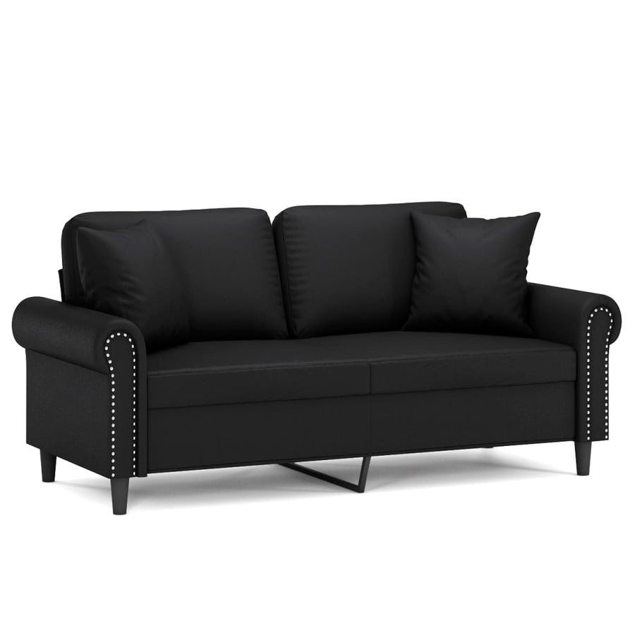 Tweezitsbank Met Sierkussens Kunstleer 140 cm Zwart