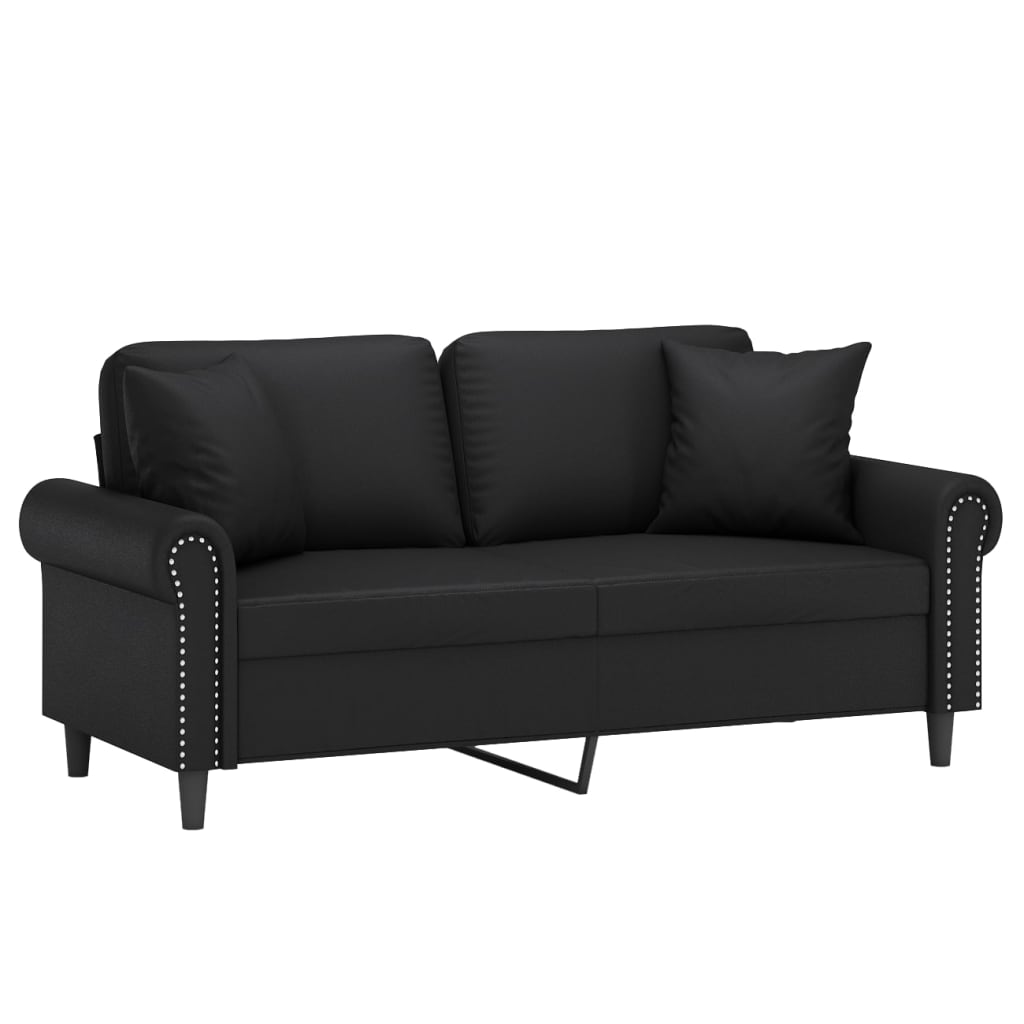 Tweezitsbank Met Sierkussens Kunstleer 140 cm Zwart