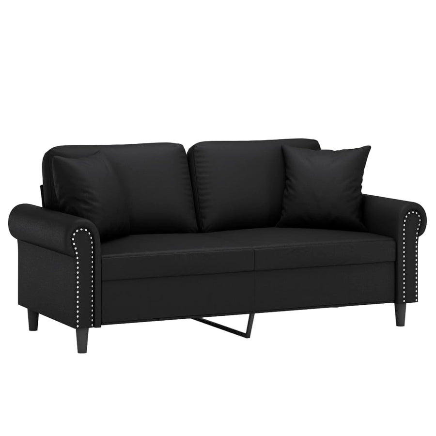 Tweezitsbank Met Sierkussens Kunstleer 140 cm Zwart