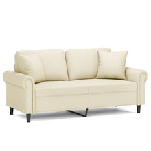 Tweezitsbank Met Sierkussens Kunstleer Kleurig 140 cm Crème