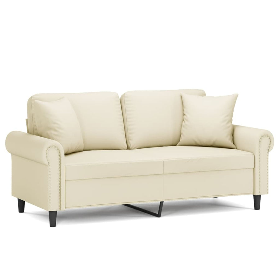 Tweezitsbank Met Sierkussens Kunstleer Kleurig 140 cm Crème