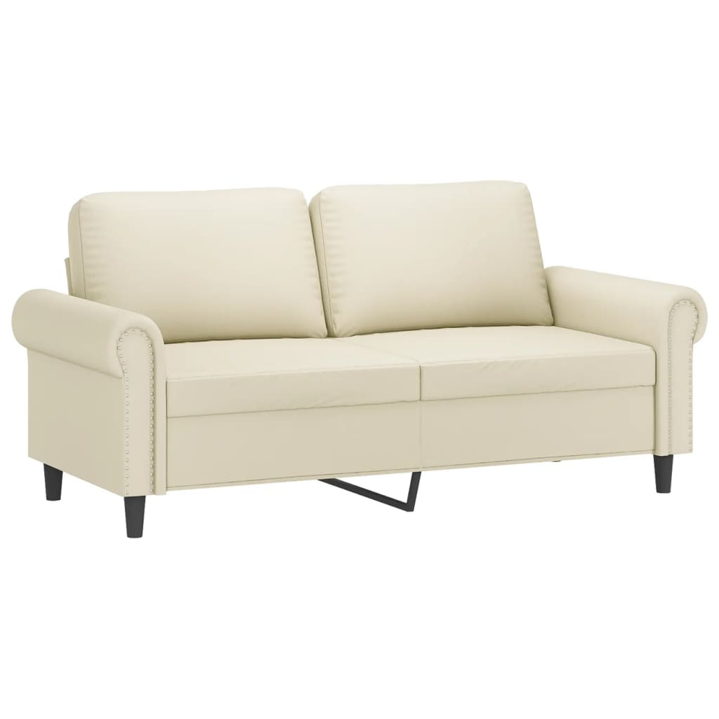 Tweezitsbank Met Sierkussens Kunstleer Kleurig 140 cm Crème