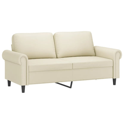 Tweezitsbank Met Sierkussens Kunstleer Kleurig 140 cm Crème