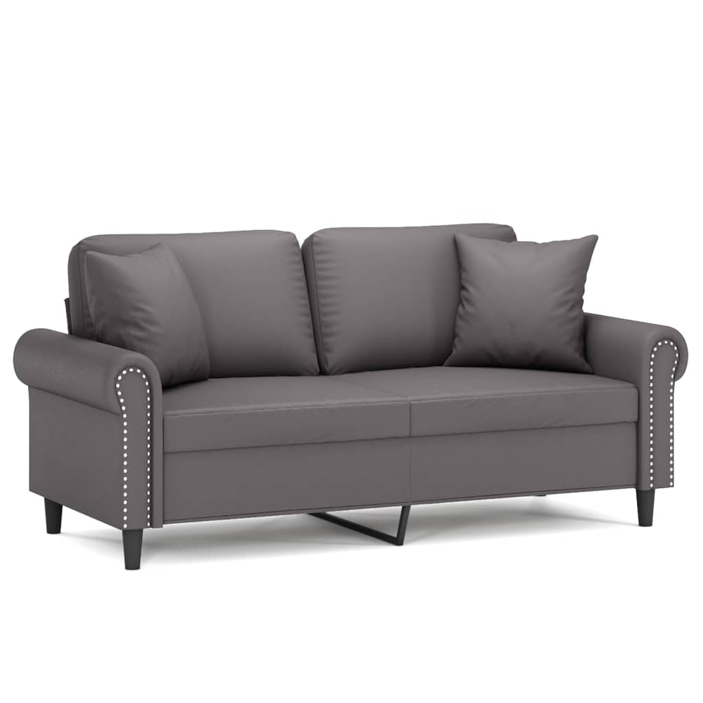 Tweezitsbank Met Sierkussens Kunstleer 140 cm Grijs