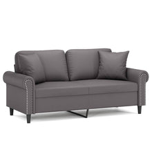 Tweezitsbank Met Sierkussens Kunstleer 140 cm Grijs