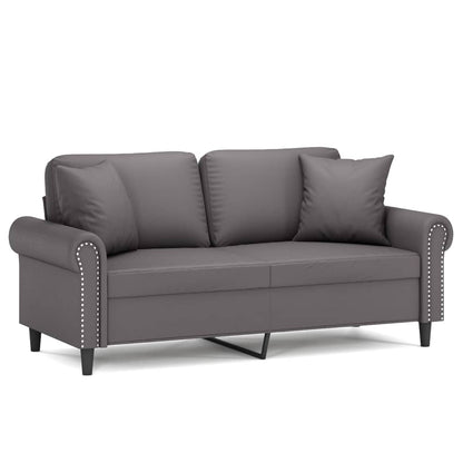 Tweezitsbank Met Sierkussens Kunstleer 140 cm Grijs