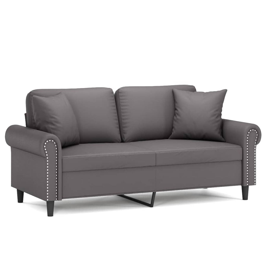 Tweezitsbank Met Sierkussens Kunstleer 140 cm Grijs