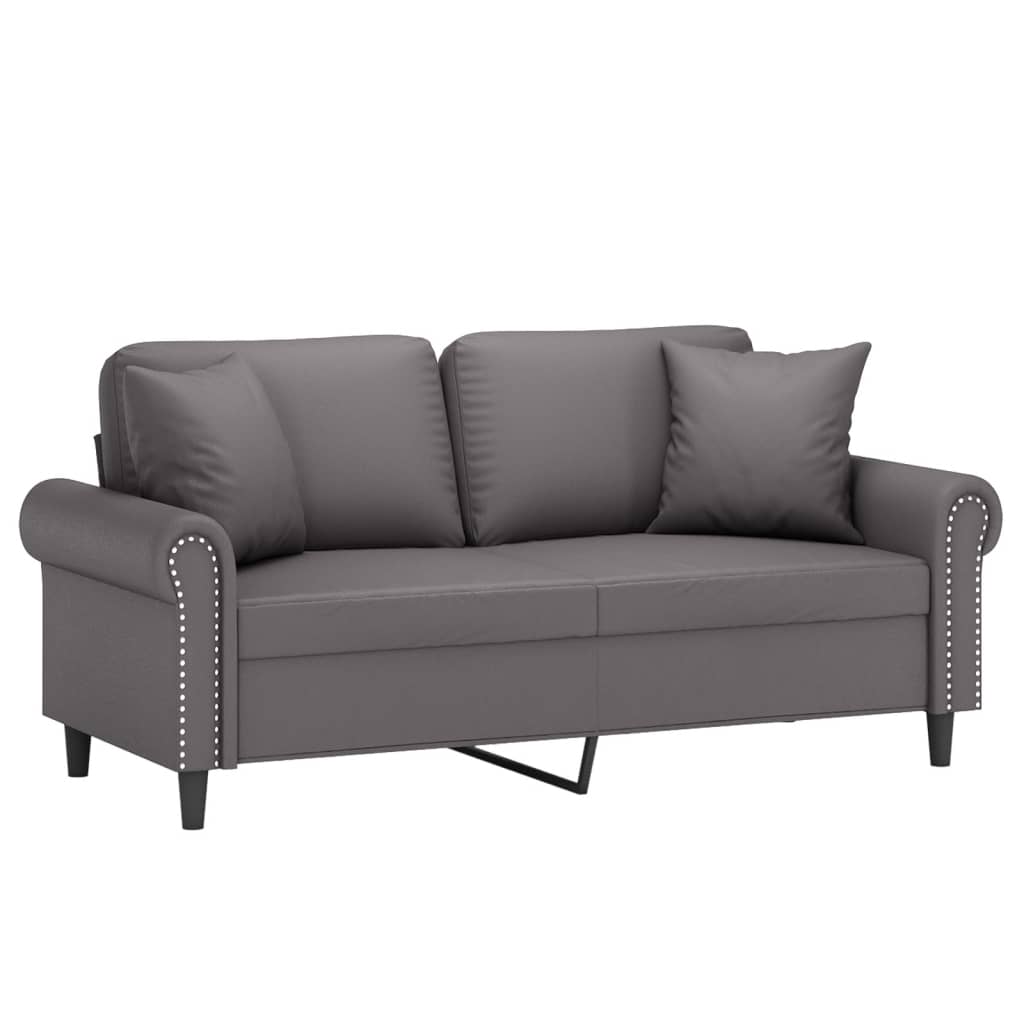 Tweezitsbank Met Sierkussens Kunstleer 140 cm Grijs