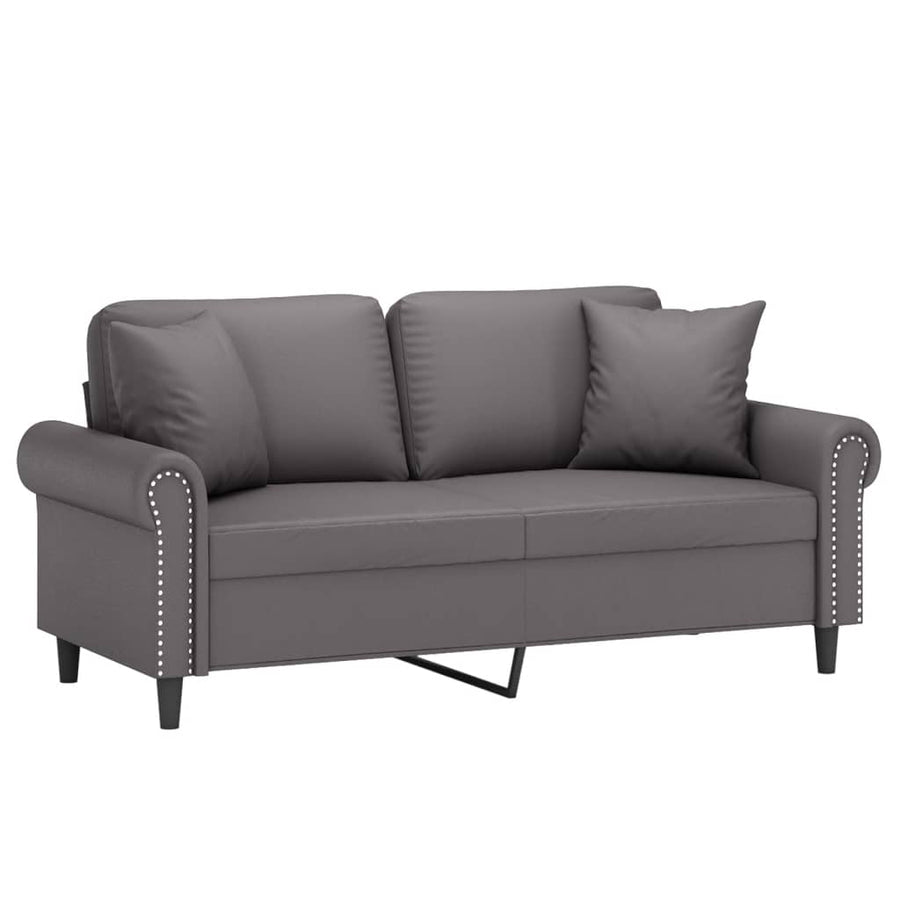 Tweezitsbank Met Sierkussens Kunstleer 140 cm Grijs