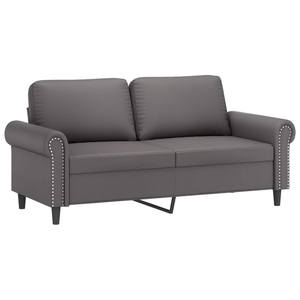 Tweezitsbank Met Sierkussens Kunstleer 140 cm Grijs