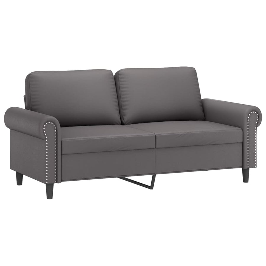 Tweezitsbank Met Sierkussens Kunstleer 140 cm Grijs