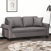 Tweezitsbank 140 cm kunstleer grijs met sierkussens
