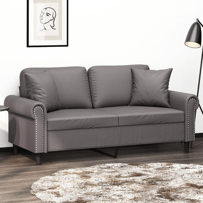 Tweezitsbank Met Sierkussens Kunstleer 140 cm Grijs