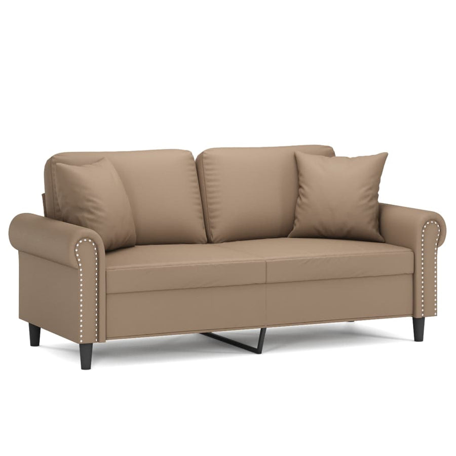 Tweezitsbank Met Sierkussens Kunstleer Kleurig 140 cm Cappuccino