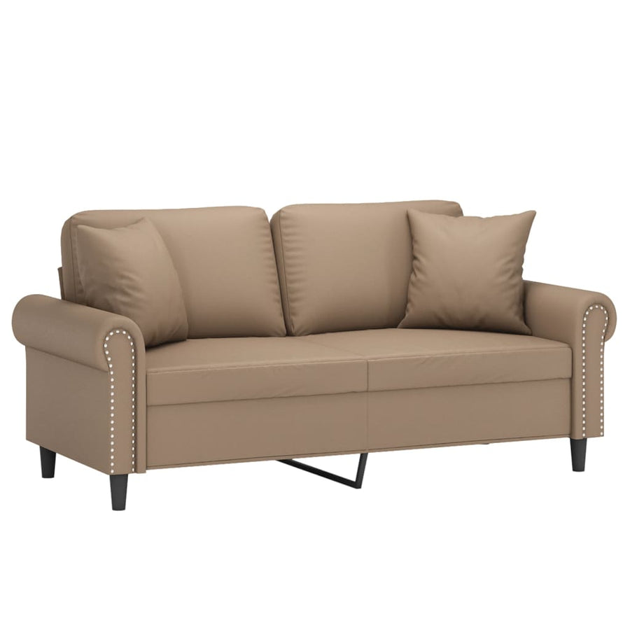 Tweezitsbank Met Sierkussens Kunstleer Kleurig 140 cm Cappuccino