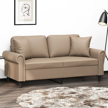 Tweezitsbank Met Sierkussens Kunstleer Kleurig 140 cm Cappuccino