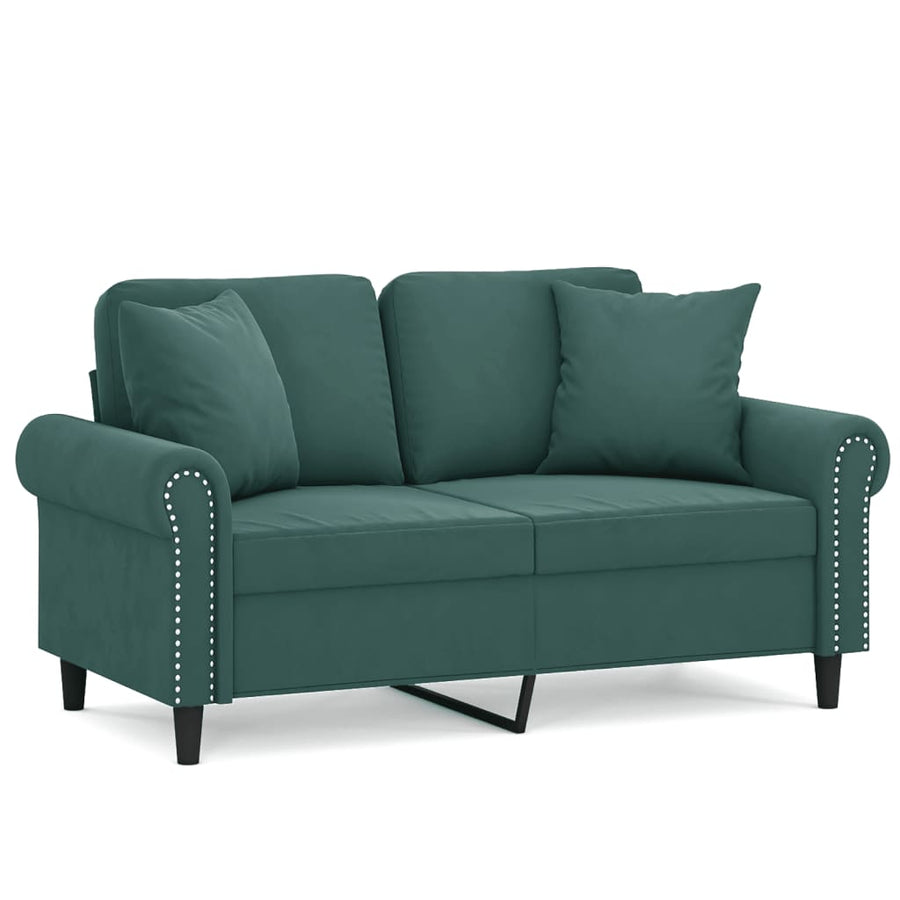 Tweezitsbank Met Sierkussens Fluweel Donkergroen 120 cm