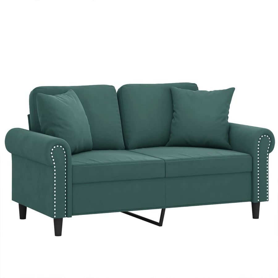 Tweezitsbank Met Sierkussens Fluweel Donkergroen 120 cm