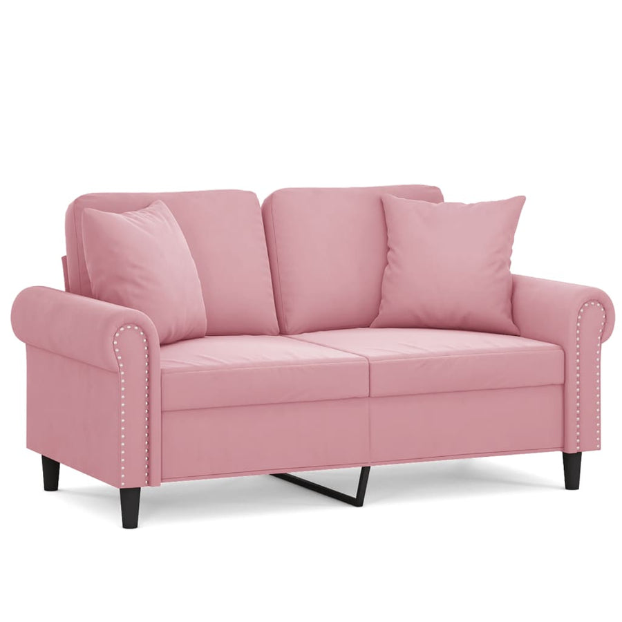 Tweezitsbank met sierkussens 120 cm fluweel roze 120 cm Roze