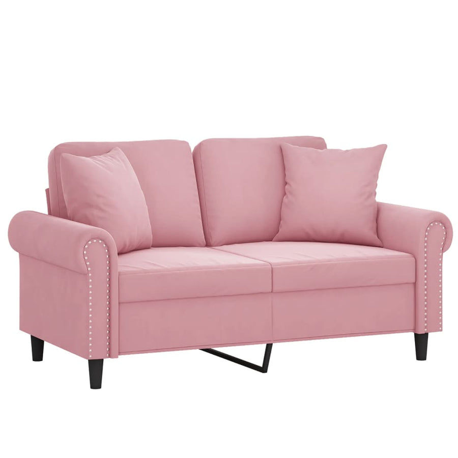 Tweezitsbank met sierkussens 120 cm fluweel roze 120 cm Roze
