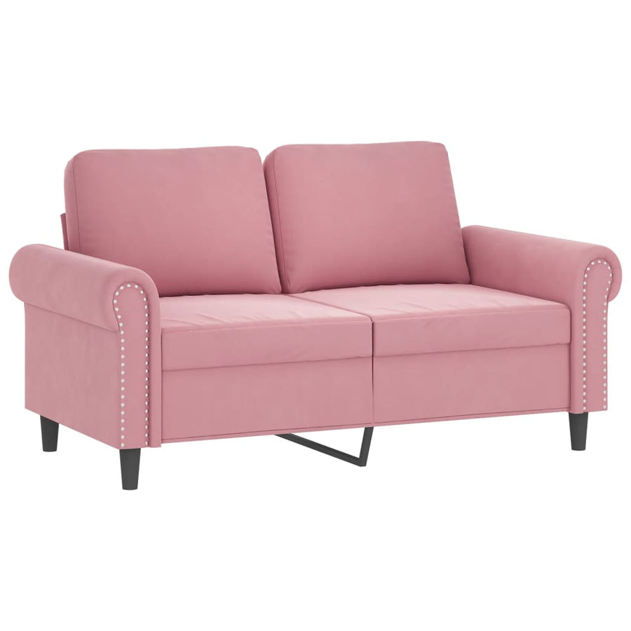 Tweezitsbank met sierkussens 120 cm fluweel roze 120 cm Roze