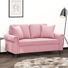 Tweezitsbank 120 cm fluweel roze met sierkussens