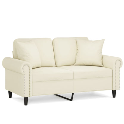 Tweezitsbank Met Sierkussens Fluweel Kleurig Crème 120 cm