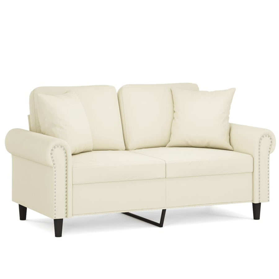 Tweezitsbank Met Sierkussens Fluweel Kleurig Crème 120 cm