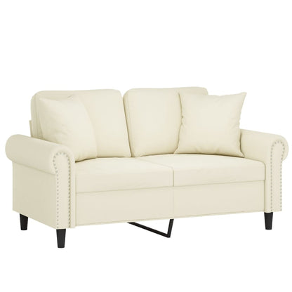 Tweezitsbank Met Sierkussens Fluweel Kleurig Crème 120 cm