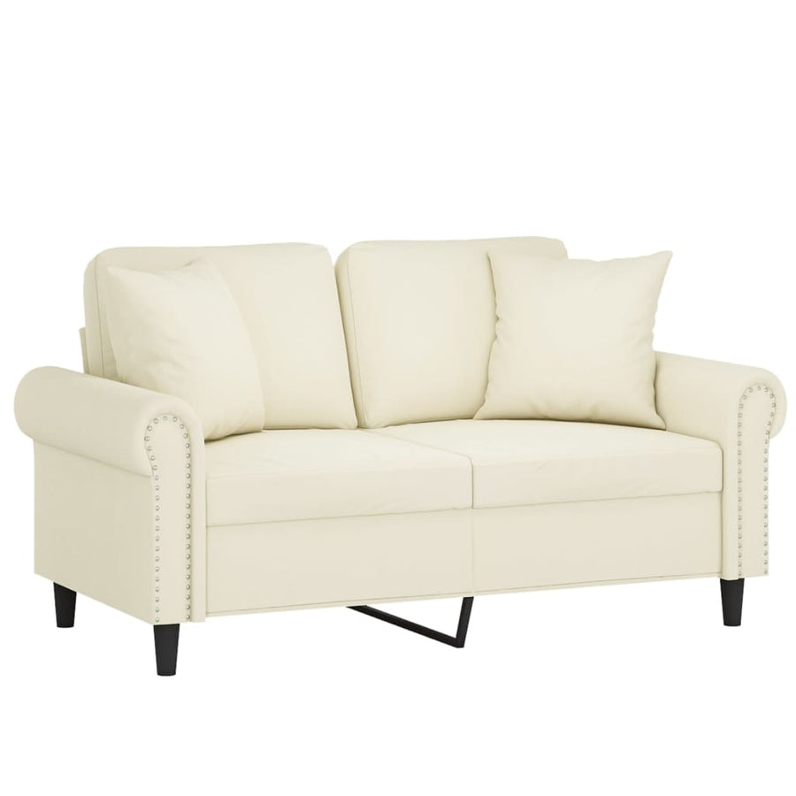 Tweezitsbank Met Sierkussens Fluweel Kleurig Crème 120 cm