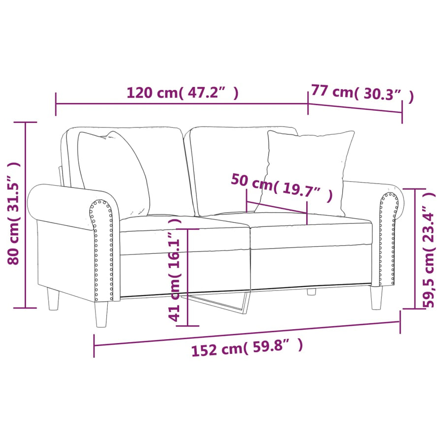 Tweezitsbank Met Sierkussens Fluweel Kleurig Crème 120 cm