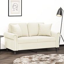 Tweezitsbank Met Sierkussens Fluweel Kleurig Crème 120 cm